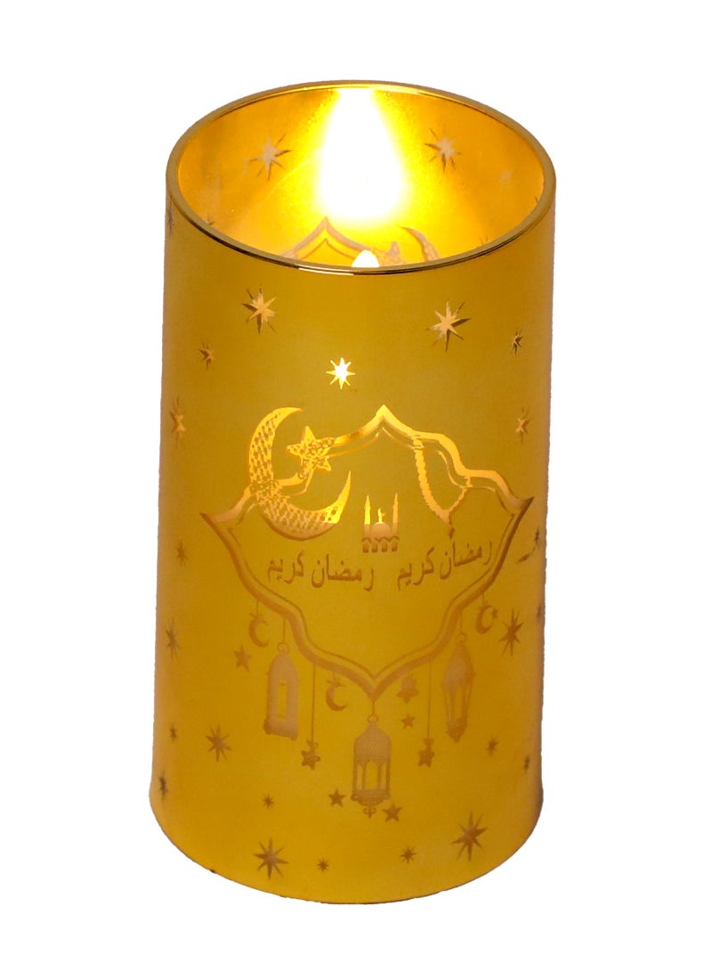 Trentor شمعة رمضان LED مميزة ذهبية صغيرة تعمل بالبطارية بدون لهب ديكور 11X5 سم - Image 2